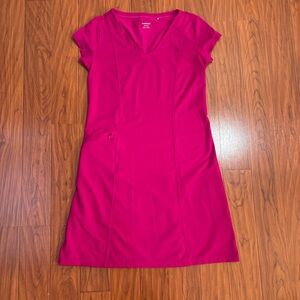 Toad&Co Tech Tomboy Short Sleeve Dress Womens Small Pink V-Neck